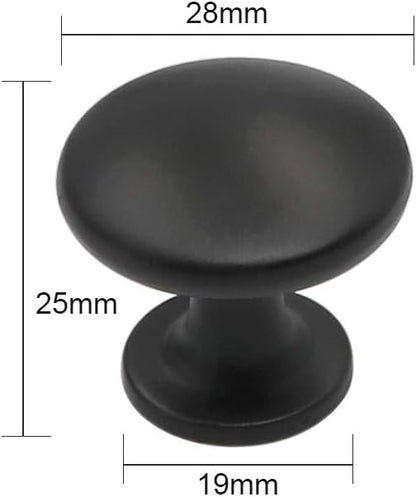 homdiy 12 Pack Black Round Drawer Knobs Solid Zinc Alloy Cabinet Knobs Kitchen Drawer Pulls for Bathroom, Closet, Wardrobe