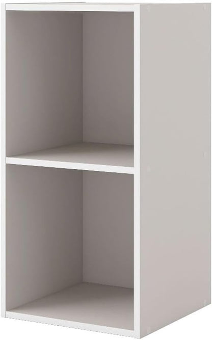 Homes: Inside + Out Apexa 2-Cube Storage Organizer Shelves, Stackable Wood Bookcase Fits Cubby Bins for Organization, Dorm Teen Room Decor & Home Office, Taupe Grey
