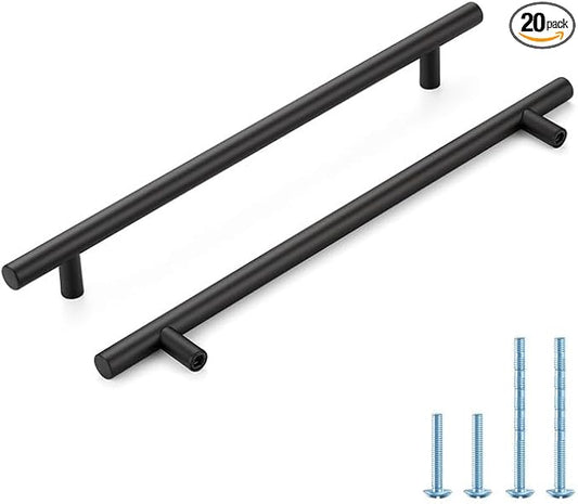 Black Cabinet Handles 8-3/4 Inch Hole Spacing Stainless Steel Drawer Pulls for Cabinets, Dresser, Bathroom 20 Pack