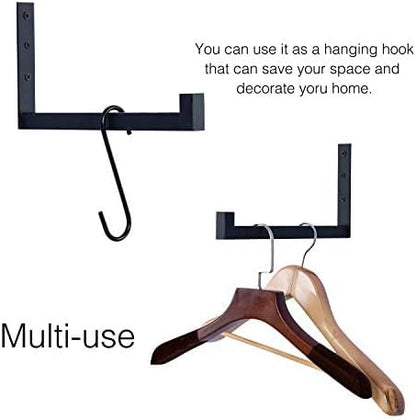 OVOV 6 Pack Heavy Duty Shelf Brackets Wall Mounted Industrial Farmhouse Floating Shelf Brackets with Lip (Black 6")