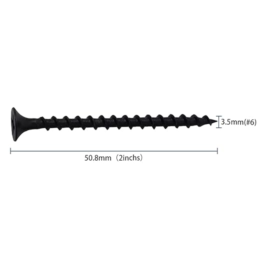 120pcs #6 × 2 inch High Hardness Drywall Screws, Black, Coarse Thread, Phillips Drive, Bugle Head, Black Wood Screws, Wood and More (2 in, 120)