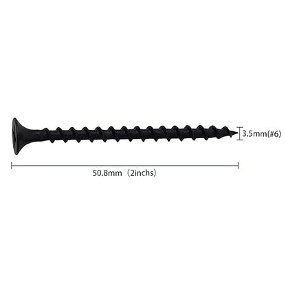 120pcs #6 × 2 inch High Hardness Drywall Screws, Black, Coarse Thread, Phillips Drive, Bugle Head, Black Wood Screws, Wood and More (2 in, 120)