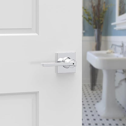 Kwikset Casey Hallway Passage and Bed/Bath Privacy Door Handle 10 Pack, 5 Passage Levers and 5 Privacy Levers, Polished Chrome Reversible Interior Handles