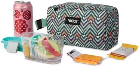 PackIt® Freezable Snack Box, Diamond Chevron, Built with EcoFreeze® Technology, Collapsible, Zip Closure with Buckle Handle, Designed For Work Snacks, Fresh Snacks On the Go, Adults, and All Ages
