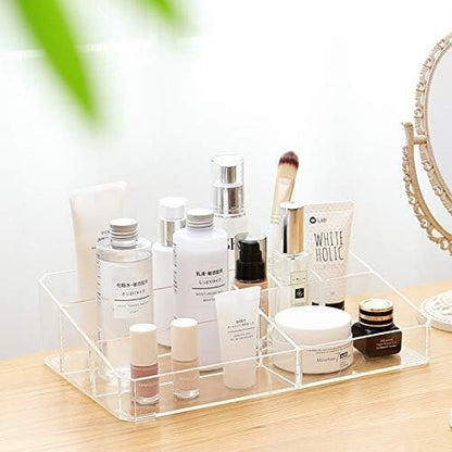 Sooyee Clear Makeup Organizer,9 Spaces Vanity Organizer Cosmetic Display Cases for Lipstick,Makeup Brushes and Skin Care Products,Plastic Makeup Storage