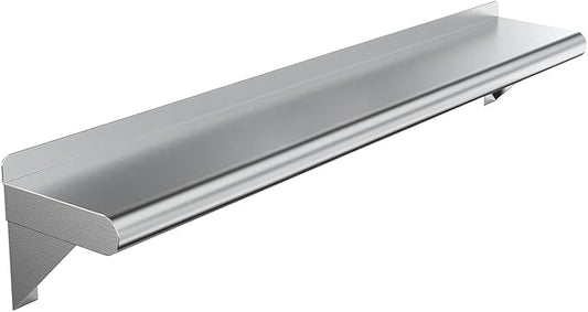 NSF Certified 18 Gauge Heavy Duty Stainless Steel Wall Shelf with Brackets for Kitchens, Utility Rooms, Storage, Offices & Home (36"x8")