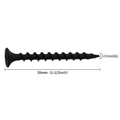 160pcs #6 × 1-1/2 inch High Hardness Drywall Screws, Black, Coarse Thread, Phillips Drive, Bugle Head, Black Wood Screws, Wood and More (1-1/2 in, 160)