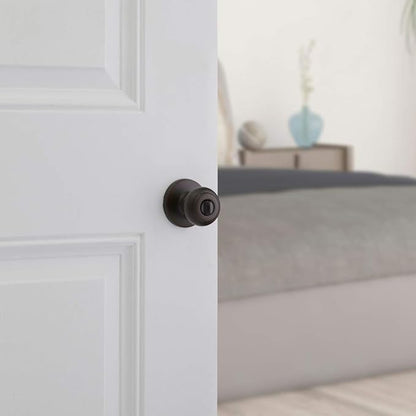 Kwikset Cove Interior Privacy Door Knob with Lock, Door Handle for Bathroom and Bedroom, Venetian Bronze Keyless Turn Lock Doorknob (Pack of 4)