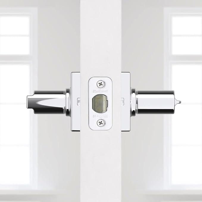 Kwikset Casey Interior Privacy Door Handle with Lock, Door Lever for Bathroom and Bedroom, Polished Chrome Reversible Keyless Turn Lock (Pack of 4)