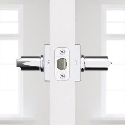Kwikset Casey Interior Privacy Door Handle with Lock, Door Lever for Bathroom and Bedroom, Polished Chrome Reversible Keyless Turn Lock (Pack of 2)