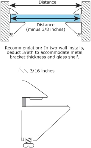Dulles Glass Floating Shelf Brackets, Adjustable Clamps Heavy Duty, Black, For Glass, Wood, Acrylic Wall Mounted Shelf Support. 2 Pack.