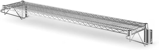 14" x 60" Chrome Wall-Mounted Wire Shelf with Epoxy Coating, Heavy-Duty Steel Storage Rack, NSF Certified, Easy Installation, Open Wire Design for Kitchen, Garage, or Utility Storage