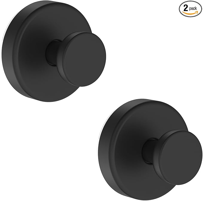 Shower Hooks for Inside Shower, Vacuum Suction Cup Hooks for Glass Window, Mirror, No Drill Towel Hooks for Bathrooms, Bath Robe Coat Looafh Wreath Hook for Hanging - 2 Pack, Black