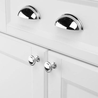 KOOFIZO Round Cabinet Knobs Polished Chrome Cabinet Pulls, Dia. 1-1/4 Inch, 10 Pack Chrome Drawer Knobs for Kitchen Cabinets 1960 Drawers Dresser Cupboard Bedroom Bathroom