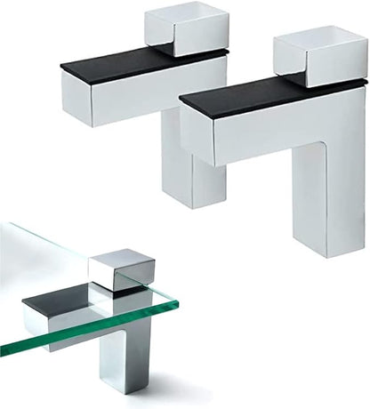 awen 2 Pcs Adjustable Wood/Glass Floating Shelf Brackets Wall Mount, Polished Chrome