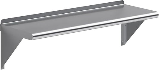 NSF Certified 18 Gauge Heavy Duty Stainless Steel Wall Shelf with Brackets for Kitchens, Utility Rooms, Storage, Offices & Home (36"x12")