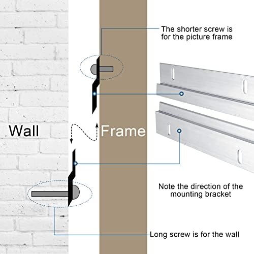 36 Pack French Cleat Hanger Headboard Wall Mounting Brackets Cleat Picture Hanger Kit Z Bar Supports with Plastic Expansion Tube Screws Silicone Dots for Picture Mirror Whiteboard (6 Inch)