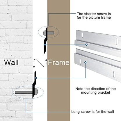 36 Pack French Cleat Hanger Headboard Wall Mounting Brackets Cleat Picture Hanger Kit Z Bar Supports with Plastic Expansion Tube Screws Silicone Dots for Picture Mirror Whiteboard (6 Inch)