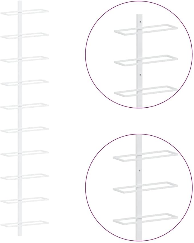 vidaXL Modern Wall-Mounted Metal Wine Rack - Storage for 10 Bottles - Easy Installation - Ideal for Kitchen, Bar or Pantry - White