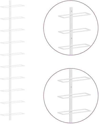 vidaXL Modern Wall-Mounted Metal Wine Rack - Storage for 10 Bottles - Easy Installation - Ideal for Kitchen, Bar or Pantry - White