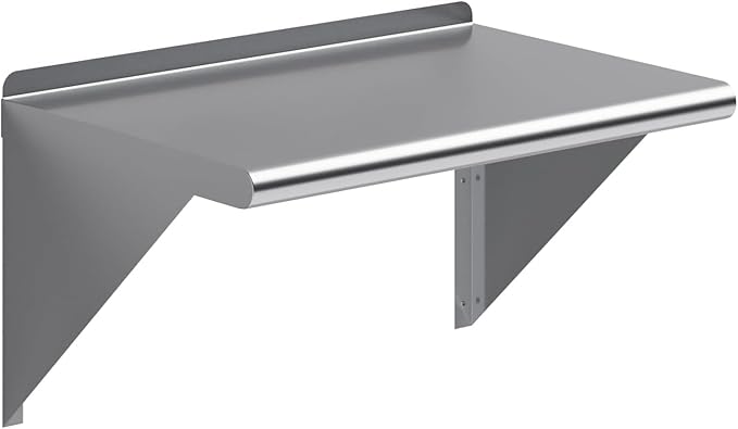 NSF Certified 18 Gauge Heavy Duty Stainless Steel Wall Shelf with Brackets for Kitchens, Utility Rooms, Storage, Offices & Home (24"x16")