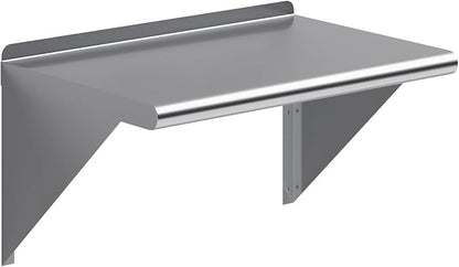 NSF Certified 18 Gauge Heavy Duty Stainless Steel Wall Shelf with Brackets for Kitchens, Utility Rooms, Storage, Offices & Home (24"x16")