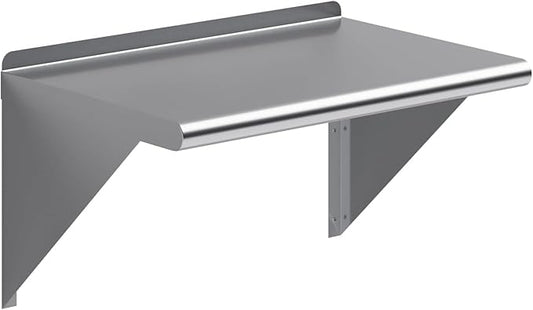 NSF Certified 18 Gauge Heavy Duty Stainless Steel Wall Shelf with Brackets for Kitchens, Utility Rooms, Storage, Offices & Home (24"x16")