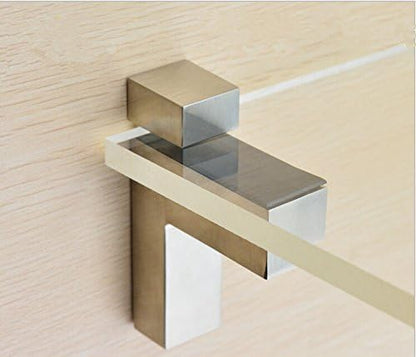 Staircase Glass Clamp Stair Brackets Holder Flat 2 Pcs or One Pair, Brushed Nickel