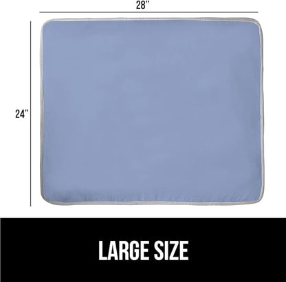 GORILLA GRIP Ironing Mat, Portable Iron Pad, Magnetic Cover for Top of Laundry Washer, Dryer, Tabletop, Countertop Padded Blanket, Silicone Coating and Scorch Resistant, Travel Size 28x24, Blue