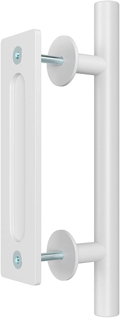 SMARTSTANDARD 12" Barn Door Handles,Sliding Barn Door Pull Handle White Heavy Duty Large Rustic Two-Side Design for Gates Garages Sheds Furniture Solid Steel Material Round