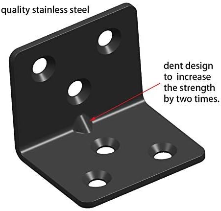 Black Stainless Steel Shelf Bracket,Joint Right Angle Bracket,L Shape Heavy Duty Metal Corner Brace Shelf Supporter for Wood Aufuga (16, 1.5x1.2x1.2)