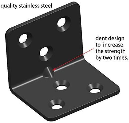 Black Stainless Steel Shelf Bracket,Joint Right Angle Bracket,L Shape Heavy Duty Metal Corner Brace Shelf Supporter for Wood Aufuga (16, 1.5x1.2x1.2)