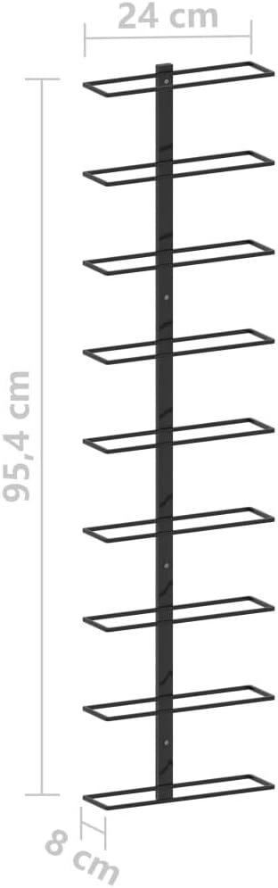 vidaXL Wall-Mounted Wine Rack | Durable Powder-Coated Iron Construction | Holds up to 9 Bottles | Modern Design | Includes Mounting Materials | Great Gift for Wine Lovers