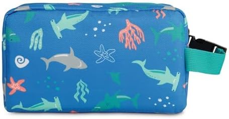 PackIt Freezable Snack Box, Sea Shark, Built with EcoFreeze Technology, Collapsible, Reusable, Zip Closure with Buckle Handle, Designed For Work Snacks, Fresh Snacks On the Go, Adults, and All Ages