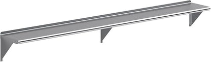 NSF Certified 18 Gauge Heavy Duty Stainless Steel Wall Shelf with Brackets for Kitchens, Utility Rooms, Storage, Offices & Home (96"x12")