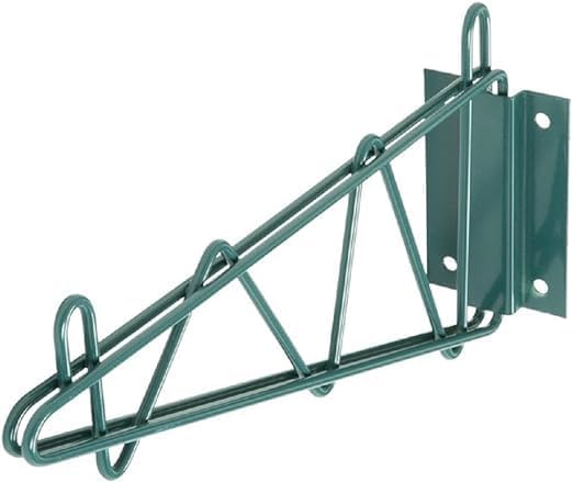 Epoxy Green Wall Mounting Bracket for Wire Shelving | 2 Brackets for Commercial, Retail or Home Use | NSF Certified | Set of 2 Brackets | (14")