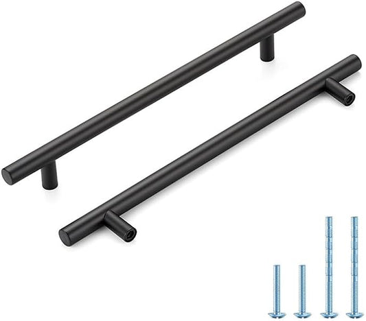 Black Cabinet Handles 7-1/2 Inch Hole Spacing Stainless Steel Drawer Pulls for Cabinets, Dresser, Bathroom 45 Pack