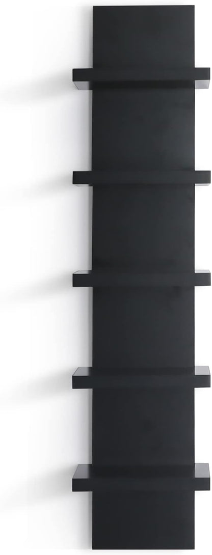 5 Tier Wall Shelves Black, Vertical Column Shelf Floating Storage Home Decor Organizer Design Utility Shelving Bedroom Living Room, 30.7