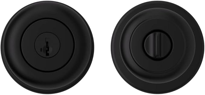 Kwikset Cove Entry Door Knob with Lock and Key, Secure Keyed Handle Exterior Doorknob, Front Entrance and Bedroom, Matte Black, Pick Resistant SmartKey Rekey Security