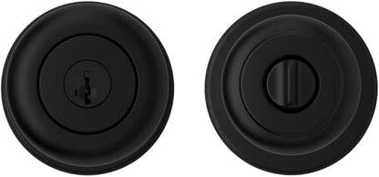 Kwikset Cove Entry Door Knob with Lock and Key, Secure Keyed Handle Exterior Doorknob, Front Entrance and Bedroom, Matte Black, Pick Resistant SmartKey Rekey Security
