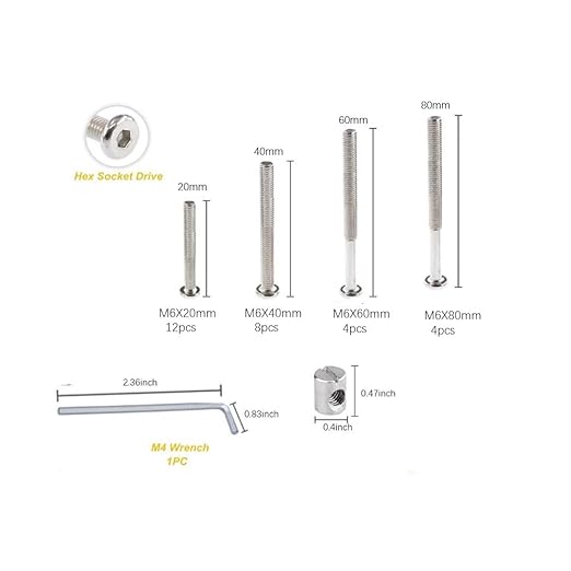 Crib Screws Hardware Replacement Kit- Baby Bed Frame Bolts &Barrel Nuts Set for Delta/Graco/Dream,M6x20mm/40mm/60mm/80mm Hex Drive Socket Cap Screws Barrel Nuts. (Silver-28set)