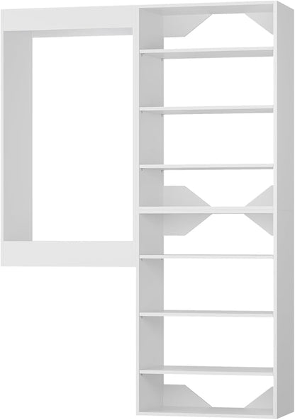 Modular Closet Organizer, White 64" Wide Wardrobe Tower Storage System for Walk In Closets