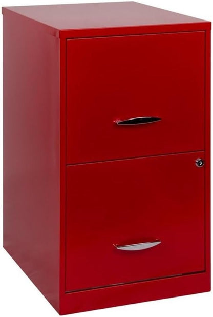 Pemberly Row 18" Metal Filing Cabinet, Lava Red Finish, 2 Drawer Vertical File, Steel Construction, Locking Office Storage for Letter-Size Hanging Files, Compact Design for Home or Small Office Use