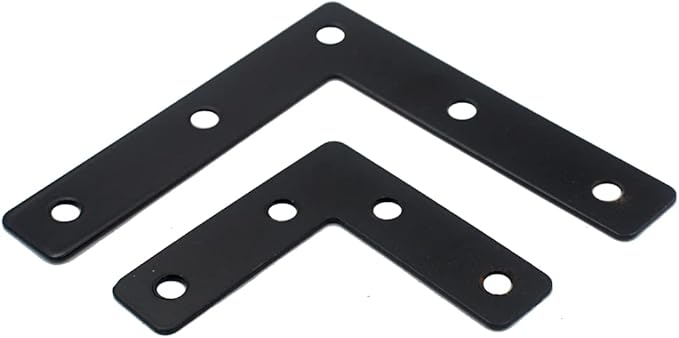 DGOL 20 Packs Two Sizes 3-1/8 inch and 2 inch L Black Flat Corner Braces with Screw, Picture Photo Frame Angle Bracket