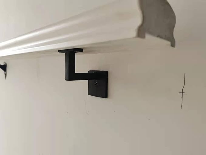 Square Handrail Brackets for Staircase Stair Railing Brackets with Screws (1, Textured Black)