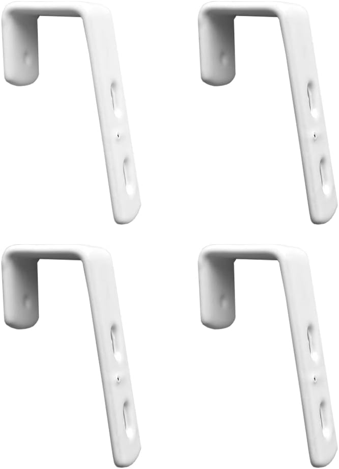 4pcs Iron Bunk Bed Ladder Brackets, PVC Coated Stainless Steel Angled Ladder Hooks Heavy Duty Hardware Utility Hook Loft Bed Hanger (White)
