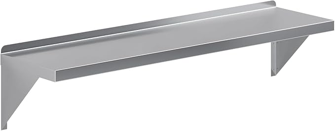 Stainless Steel Wall Shelf | Square Edge | Metal Shelving | Heavy Duty | Commercial Grade | Wall Mount | NSF Certified (12” Width x 48” Length)