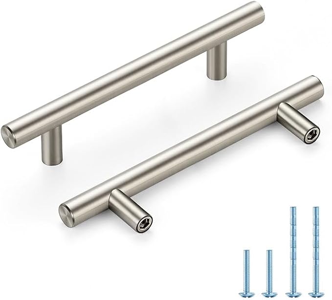 Brushed Nickel Cabinet Handles 3-3/4 Inch Hole Spacing Stainless Steel Drawer Pulls for Cabinets, Dresser, Bathroom 45 Pack