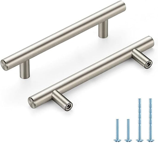 Brushed Nickel Cabinet Handles 3-3/4 Inch Hole Spacing Stainless Steel Drawer Pulls for Cabinets, Dresser, Bathroom 45 Pack