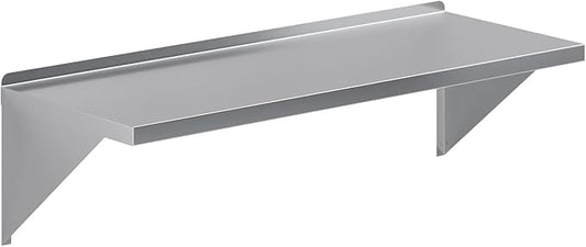 Stainless Steel Wall Shelf | Square Edge | Metal Shelving | Heavy Duty | Commercial Grade | Wall Mount | NSF Certified (18" Width x 60" Length)